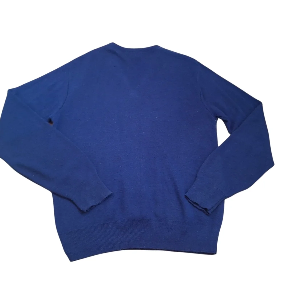 Puritan Navy V-Neck Sweater with Dotted Pattern